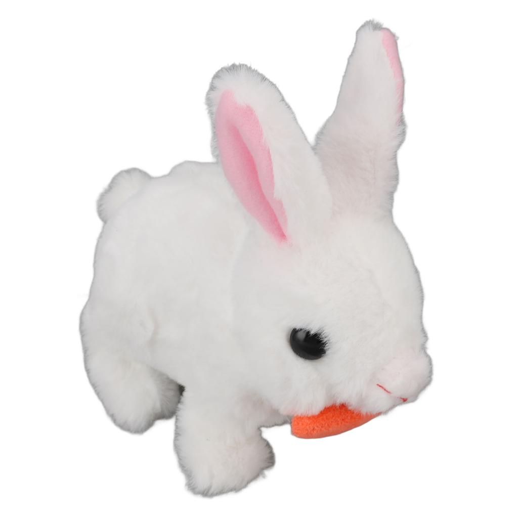 Realistic Bunny Toy Plush Interactive Easter Electronic Hopping Bunny Toy with Sound Wiggle Ears for Birthday Gift White