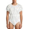 Adaptive Swimwear for Men M-3XL Waterproof Bodysuit Button Crotch Short Sleeve Elastic Waistband Leakproof Jumpsuit for Special Needs