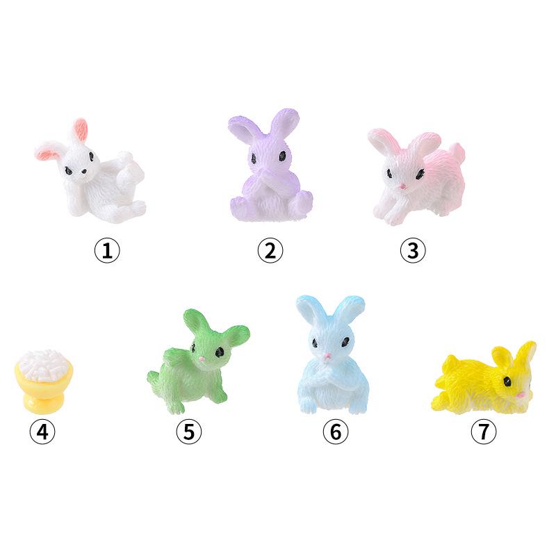 Rabbit Paradise: Cute Cartoon Rabbit Miniature Garden Ornaments - Colorful Resin Accessories & Crafts