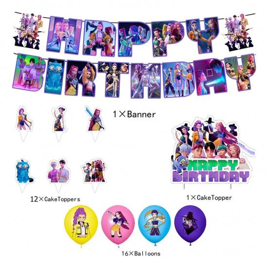 Birthday Balloons Kpop Demon Hunters Party Decoration
