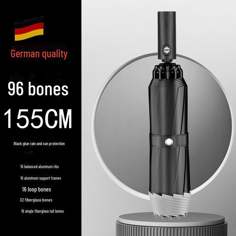 

Ветрозащитный зонт обратного складывания длиной 155 см - 16-реберная конструкция для 3-5 человек, усиленный и утолщенный, с солнцезащитной защитой