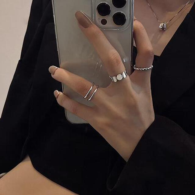 5PCS Elegante Vintage Silber Einstellbare Frauen Finger Nette Liebe Schmuck Hochzeit Party Geschenk für Mädchen Mode Hohl Herz ring Set