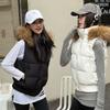 Gilet in cotone con colletto in pelliccia a pois da donna, autunno e inverno, nuovo, corto, con cappuccio, allentato, abbigliamento in cotone, gilet in cotone, alla moda, esterno