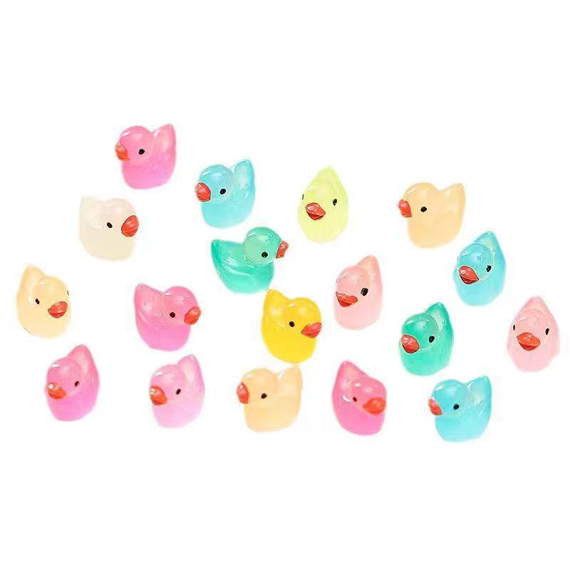 Multicolor Luminous Duck Resin Simulation with Hat - DIY Car Ornament, Hair Tie & Clip Decoration