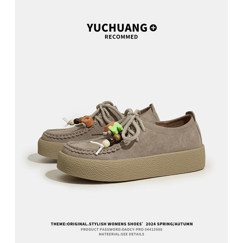 Platform kangaroo shoes women's autumn new casual retro suede single shoes women's shoes