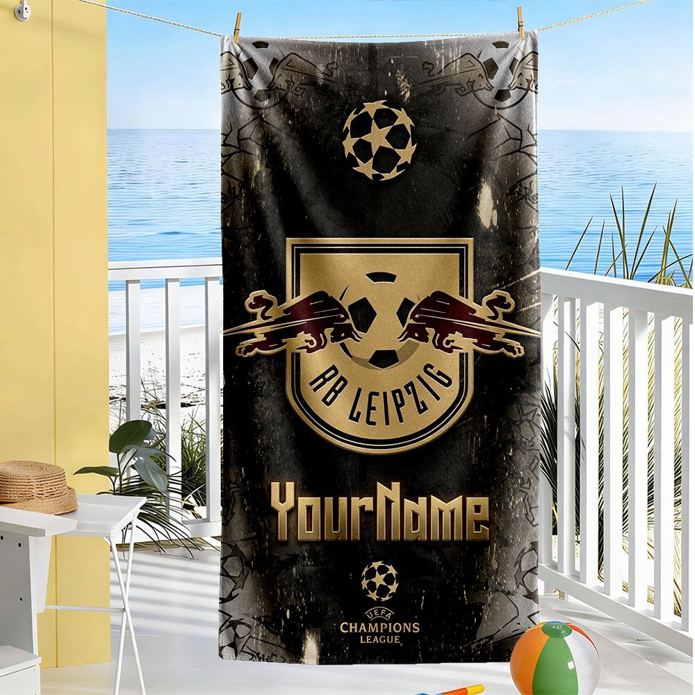 Rb Leipzig Customizable Name Beach Towel Super Soft Absorbent Suitable For Swimming Gym Camping Yoga Vacation