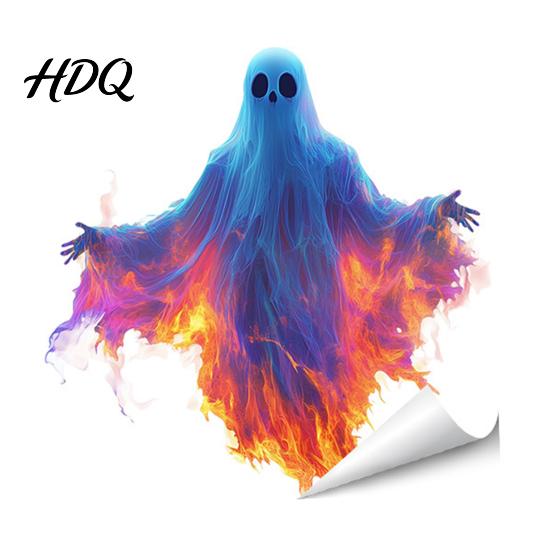 Creative Halloween Gift Ideas Ghost Skeleton Grim Reaper Static Window Clings Horror Break Through Removable Haunted House Decorations Glass Decals,