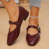 Retro double-strap silver Mary Jane shoes for women's autumn and winter new square head low-heeled small leather shoes soft-soled ballet shoes