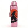 1PC Samurai Red Sun Silhouette 750ml Color Plastic Sports Water Bottle Leakproof Flip Straw Lid Suitable for Sports Office Home Use