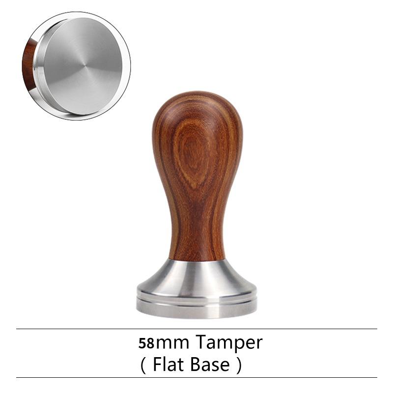 

Темпер для эспрессо 51/53/58 мм для полуавтоматических машин – Плоское основание из нержавеющей стали, Деревянная ручка, Инструмент бариста, Подходит для бариста