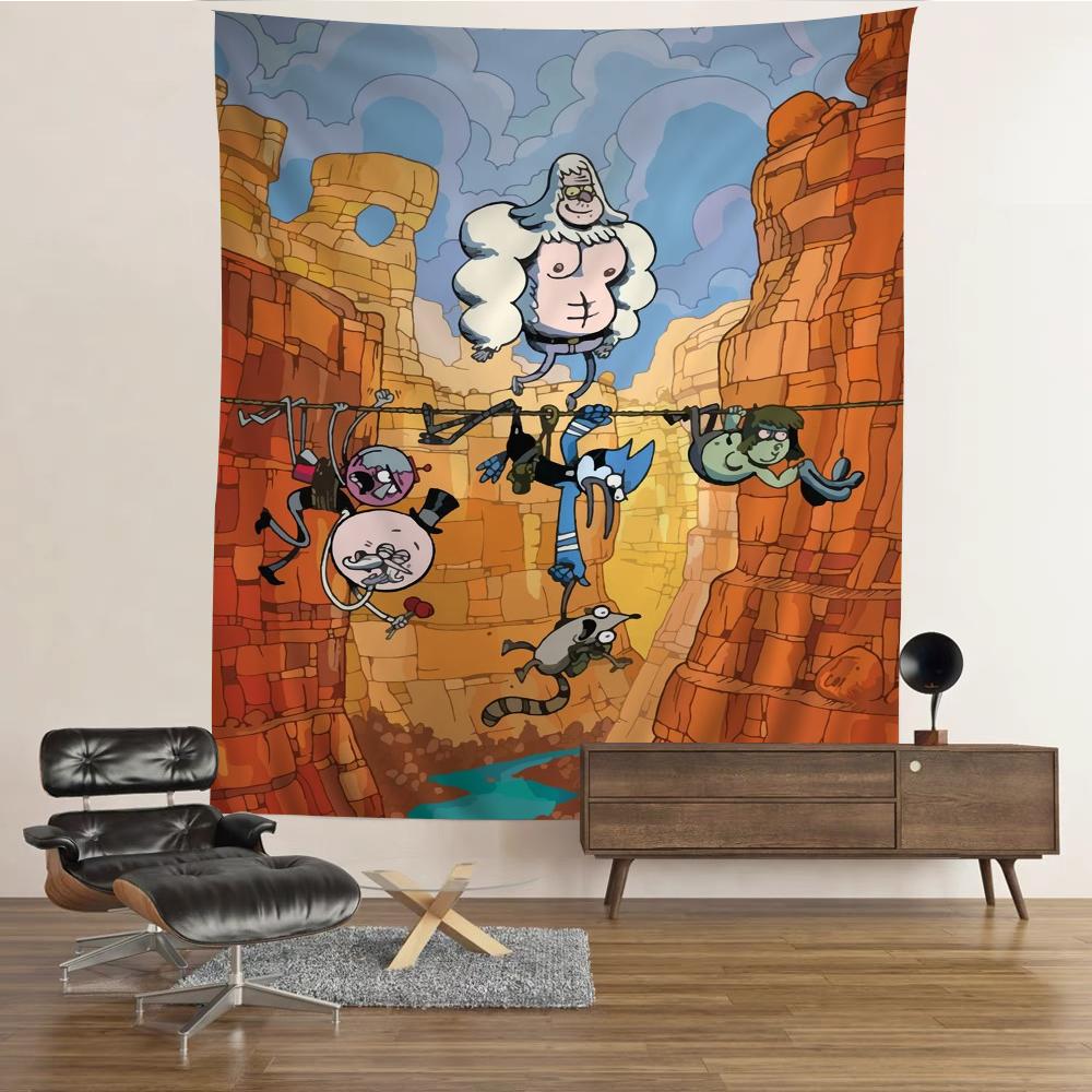RRegular Cartoon Show Printed Large Wall Tapestry Hanging Tarot Hippie Wall Rugs Dorm Home Decor