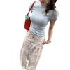 White Fish Print Jeans: 2025 Spring/Summer Women's Loose Casual Wide-Leg Pants