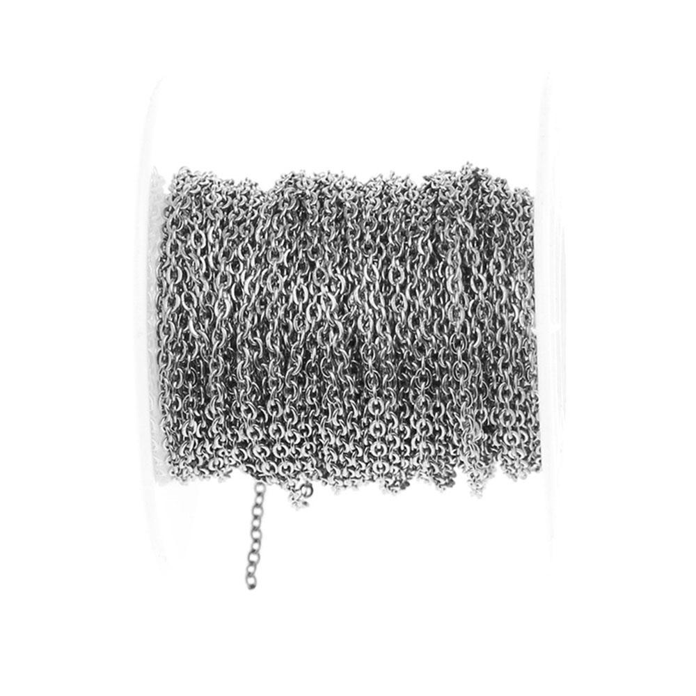 Kettenware 20 Meter/Rolle Edelstahl Kabelgliederketten 1,2/1,5 /2,0/2,5 mm für DIY Halsketten Schmuckherstellung Handwerk