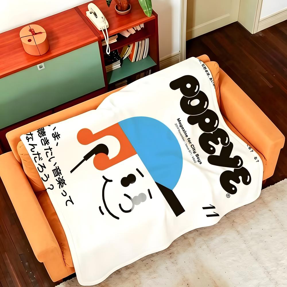 Cartoon P-popeye Throw Flannel Cozy Print Blanket, Portable, Durable Machine Washable Cute Cool