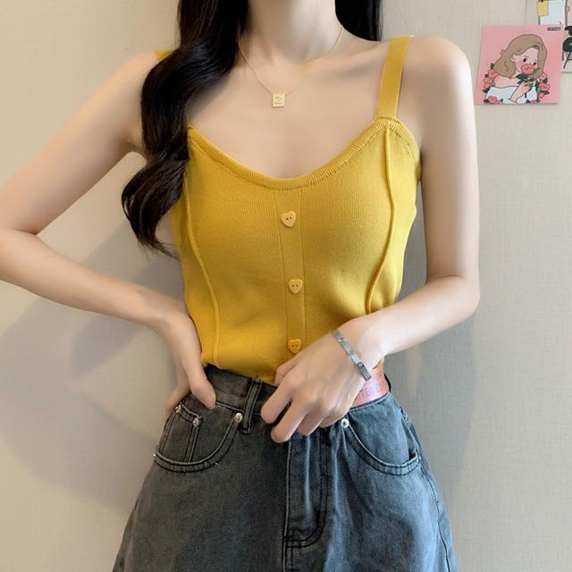 

Plus Size French Style Camisole Vest: Women s Summer Outerwear Top One Size (80-100 jin) жовтий