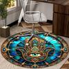 Alfombra redonda con diseño de mano de Fátima dorada, Cojín para silla, Alfombra redonda para entrada, Alfombras redondas suaves para sala de estar, dormitorio, decoración de alfombra circular, regalos