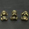Vintage Brass Creative Cute Sitting Monkey Statue Mini Animal Sculpture Home Office Desk Decorative Ornament Funny Gift Toy