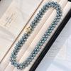 Maillard Wind Autumn And Winter Boutique Blue-Grey Highlight Shijia Pearl Sweater Chain Necklace Collarbone Chain Women