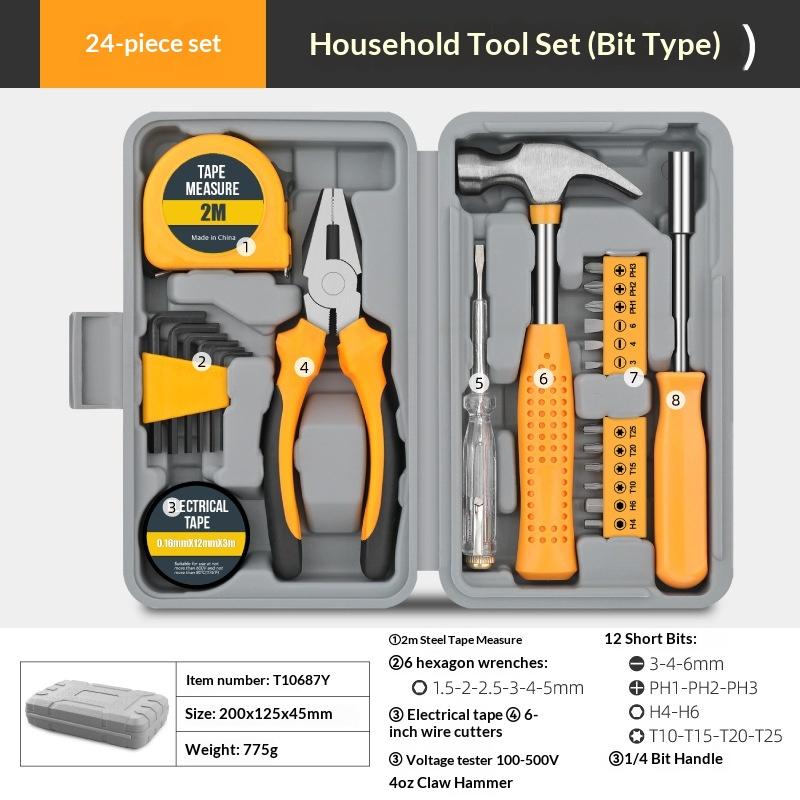 13/24Pcs Diy Tool Kit For Women Mini Home Toolbox Set With Hammer Pliers Wrench Screwdriver Basic Starter Tools