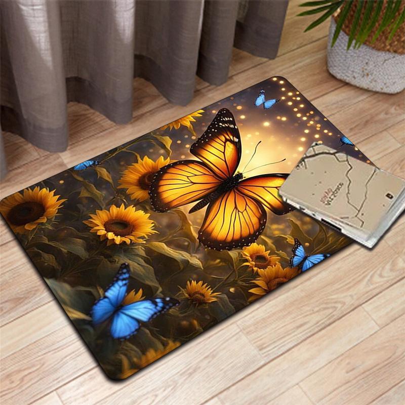Sunflower and Butterfly Rug Floor Mat for Living Room or Bedroom Soft and Comfortable Carpet a Gift for Birthday and Holiday.MFF0918517