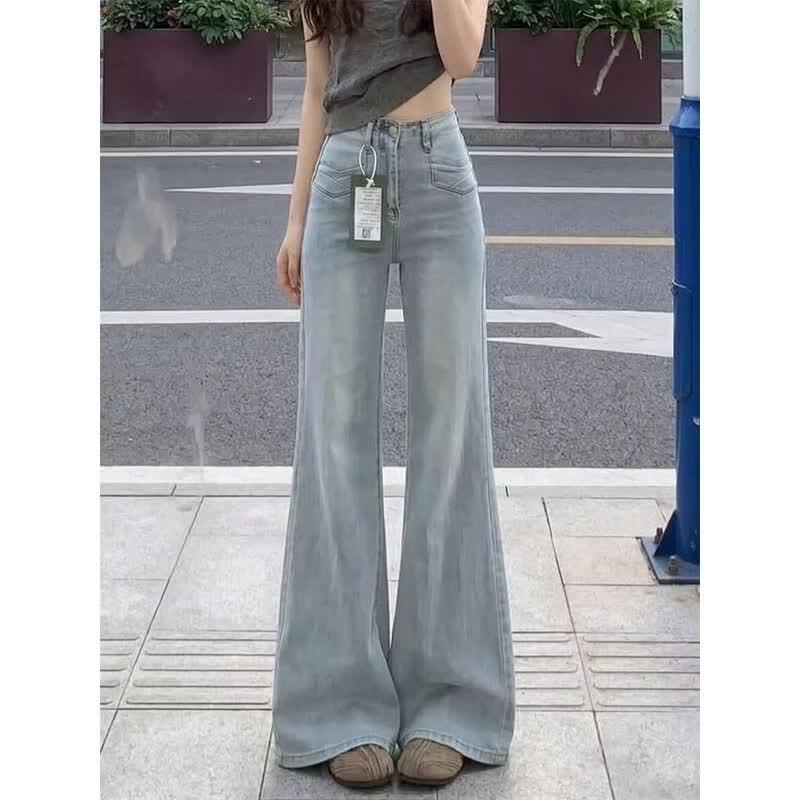 ZOOSE Petite Light Blue High-Waist Flared Jeans M