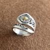 Xiaomi 925 Sterling Silver Rings For Women Geometric Fine Jewelry Finger Adjustable Retro Leaf Stone Ring For Party Birthday Gift