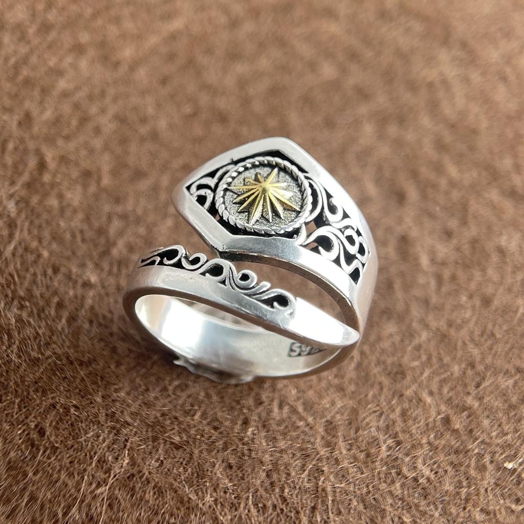 Xiaomi 925 Sterling Silver Rings For Women Geometric Fine Jewelry Finger Adjustable Retro Leaf Stone Ring For Party Birthday Gift