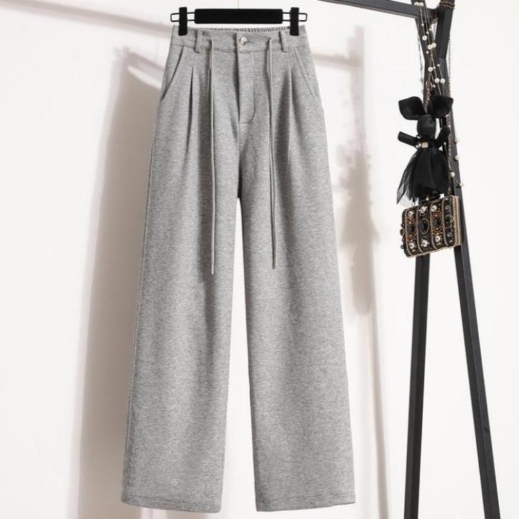 Women Plus Size Elastic Loose Cotton Casual Pants Long Solid Basic Trousers