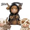 Gothic Style Gift for Lovers 3Pcs Halloween Highland Cow Figurines, Resin Cattle Statues of Grim Reaper, Modern Farmhouse Table Decor Mummy