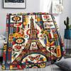 Paris Eiffel Tower Print Flannel Blanket, High quality Comfortable for All Seasons, Home Decor, Warmth and Comfort, Perfect for Christmas Gifts93