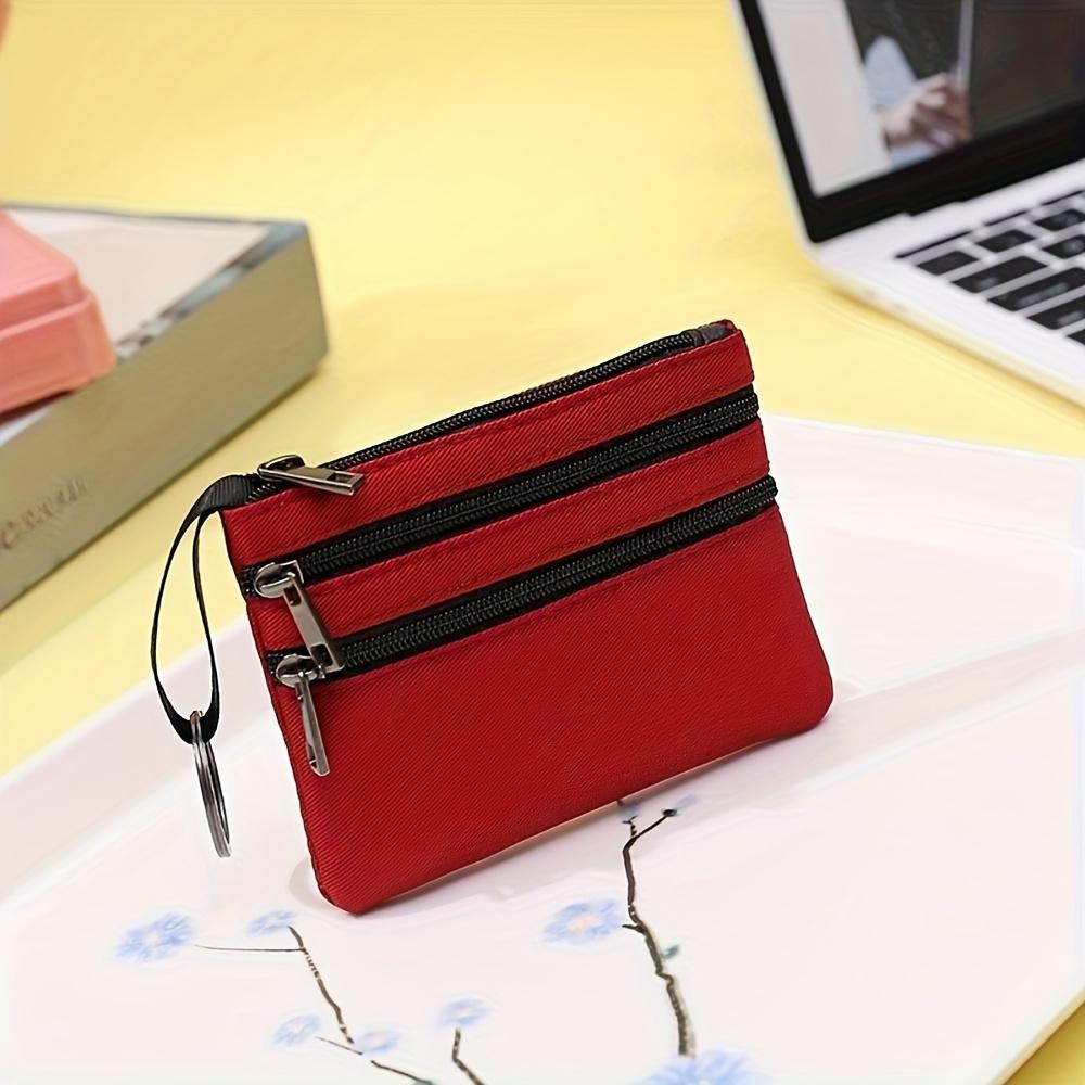 Coin Purse for Women, Mini Zippered Keychain Wallet, 3-Layer Storage Bag, Fashionable Handbag