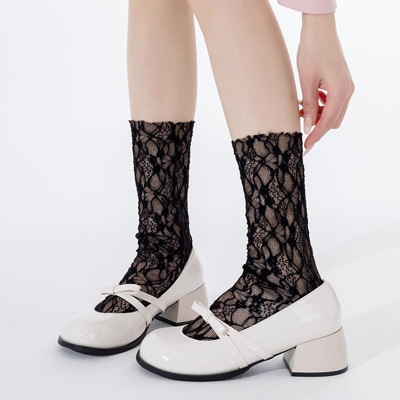Women's Summer Thin Mesh Lace Ballet Style Mesh Mid Tube Stack Socks