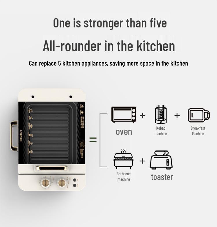 Liren Elektrischer Indoor-Grill mit Drehspieß & Grilltopf