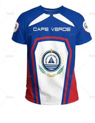 Fashion Women's T-Shirt Recomof Cabo Verde Flag Map 3D Printed T-Shirt Badge Graphic T-Shirt Men