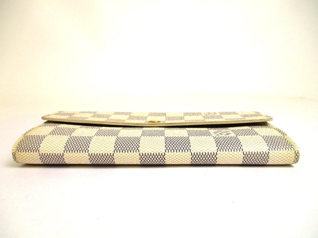 Authentic LOUIS VUITTON Damier Azur White Leather Flap Wallet Purse Sarah #a914  Refurbished