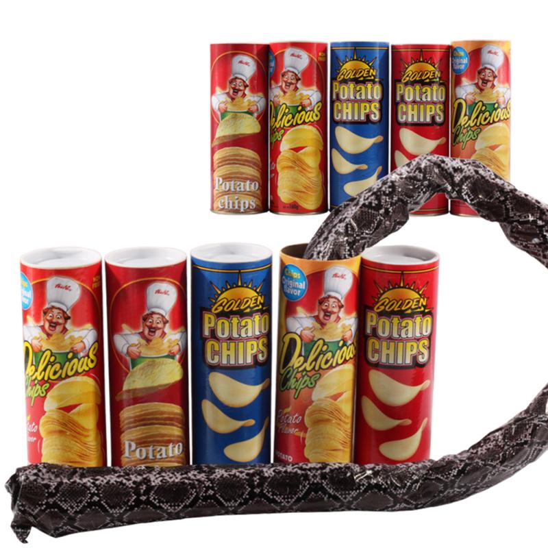 Funny Tricky Toys Plastic Potato Chip Can Jump Fake Snake Joke Prank Fool's Day Toy