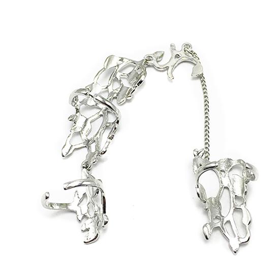 Chain Ring Flower Pattern Finger Jewelry Adjustable Women Chain Link Finger Ring for Wedding