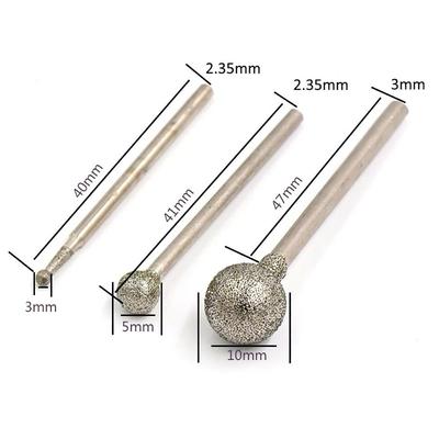 5 Piezas Cabezal de Rectificado de Diamante de Precisión para Tallado 0.5mm-8mm Redondo Piezas de Rectificadora Eléctrica Vástago de 2.35mm Herramienta de Tallado