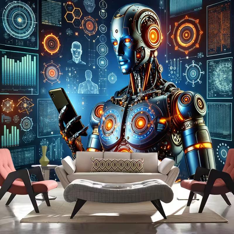Futuristic AI Robot Backdrop, Sci-Fi Tech Photography Background