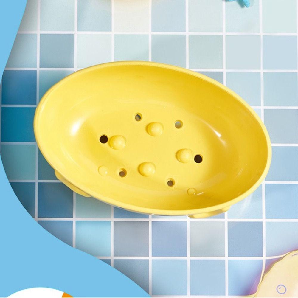 Portable Little Yellow Duck Storage Rack Drainable Yellow Soap Box Holder Durable Cartoon Soap Dish Box