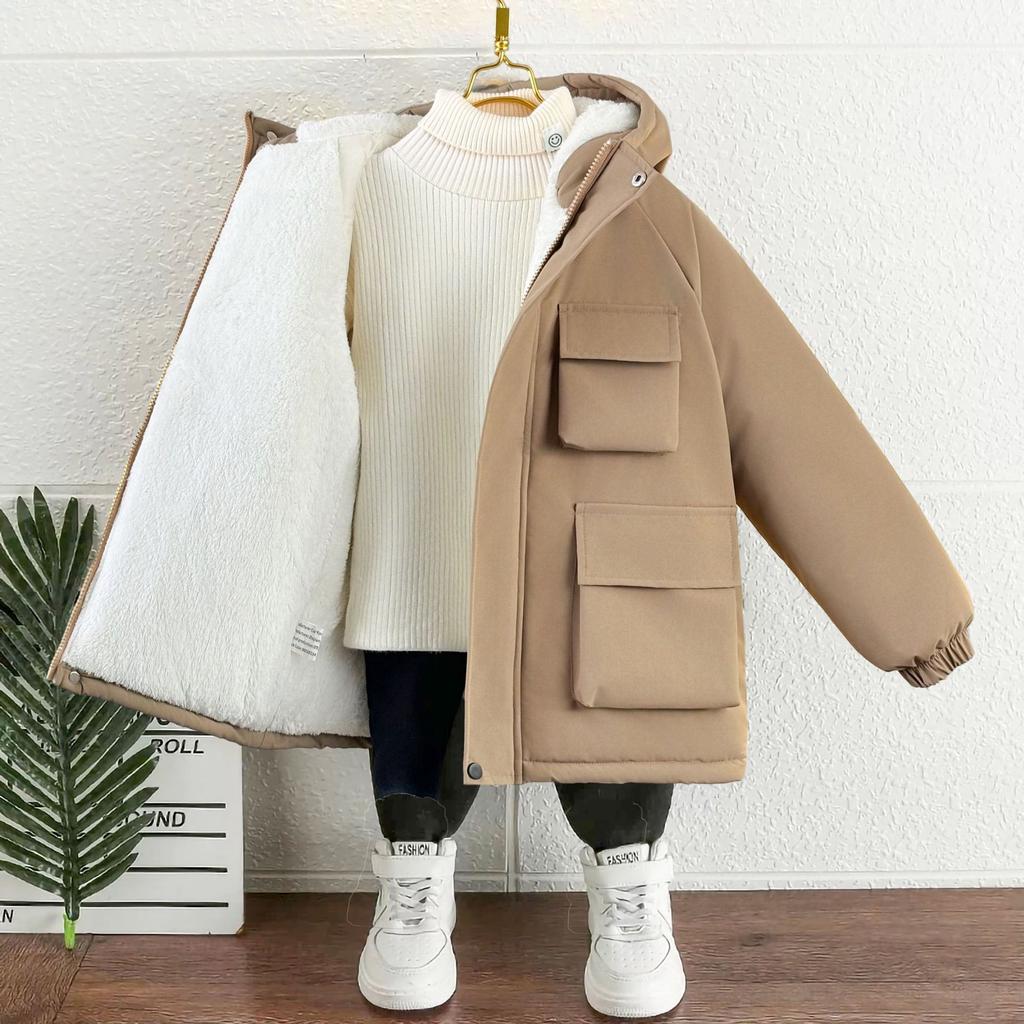 Haine casual pentru copii, din fleece cald, căptușite cu bumbac, Haine groase de iarnă la modă pentru băieți, căptușite cu bumbac