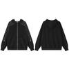 Unisex Streetwear Hooded Zip-Up Sweatshirt With Rhinestone Detail Loose Fit Cotton Pullover