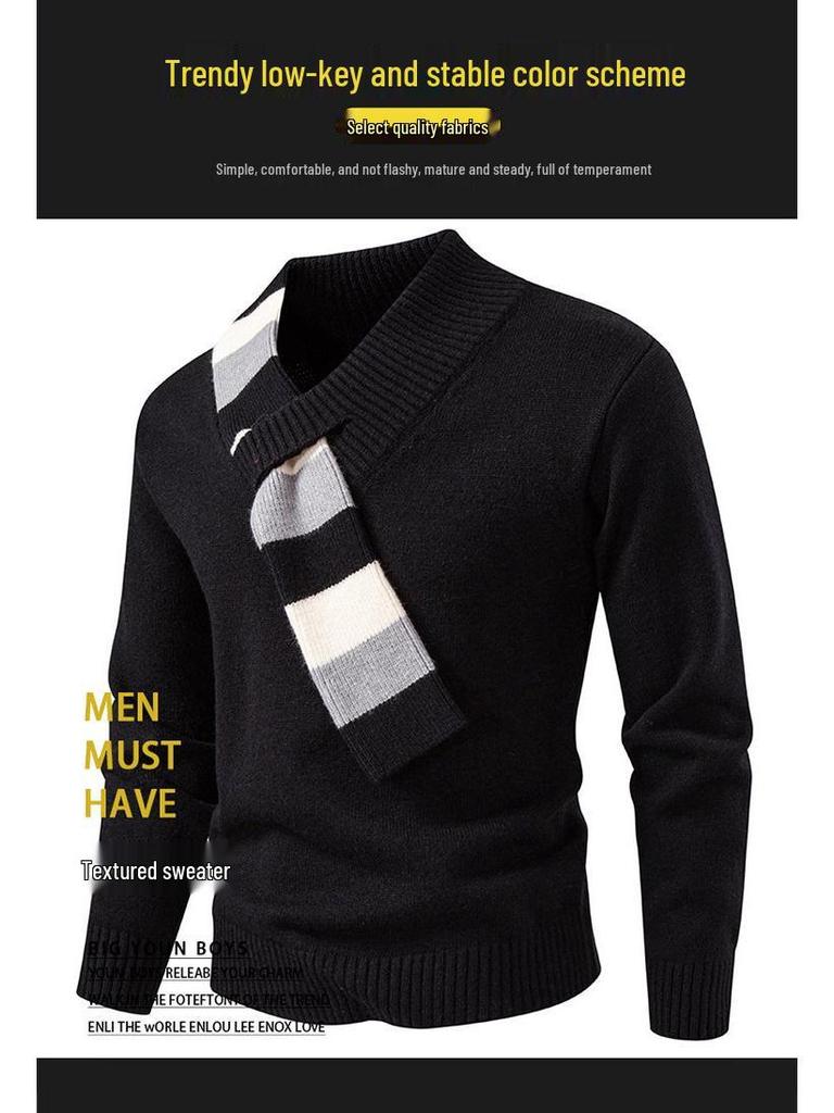 2025 Men's Plus Size Warm Christmas Knit Sweater: Thick Winter Casual Fashion Top