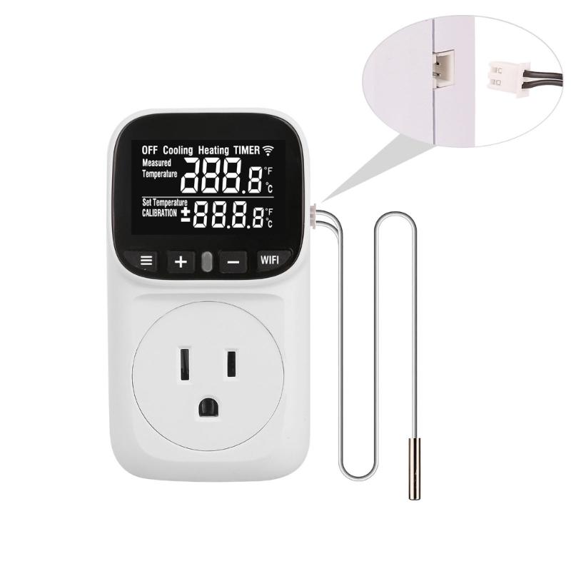 Controlled WiFi Thermostats Outlet with Timer Function & LED Indicates Programmable Socket for Indoor Appliances