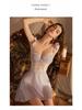 Guiruo Plus Size Deep V Underwire Mesh Camisole Nightgown Set