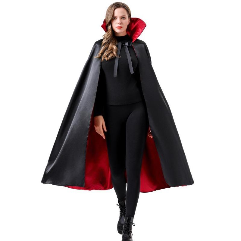 Halloween Cape Adult Makeup Props Red and Black Double-sided Stand-up Collar Reaper Cape Pirate Vampire Cape Costume