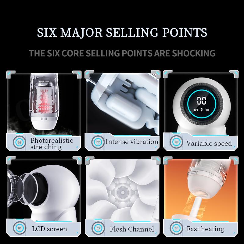 2025 New LCD Telescopic Male 18+ Masturbator Sucking Male Vibrator Ejaculation Exerciser Masturbation Cup Sex Toys for Men Masturbators