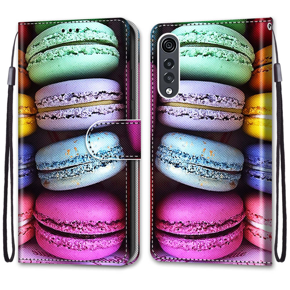 LG Velvet için Lüks Boyalı Deri Kılıf Cüzdan Kitap Tarzı Koruyucu Kapak