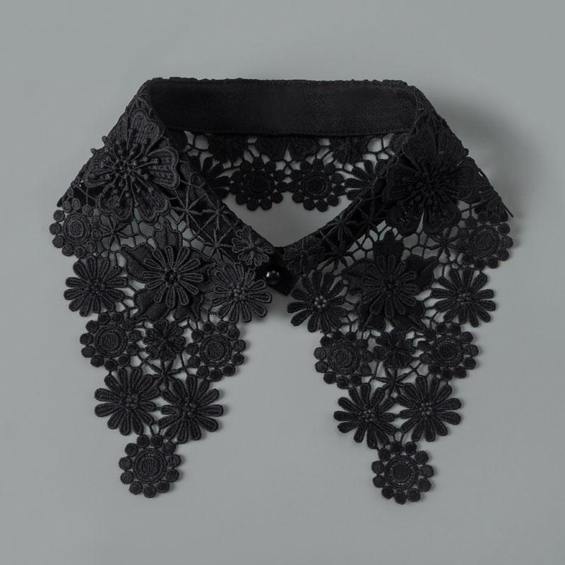 Lace Fake Collar Shirt Women White Black Lapel False Collars Woman Beading Removable Detachable Collar Neckline Faux Col