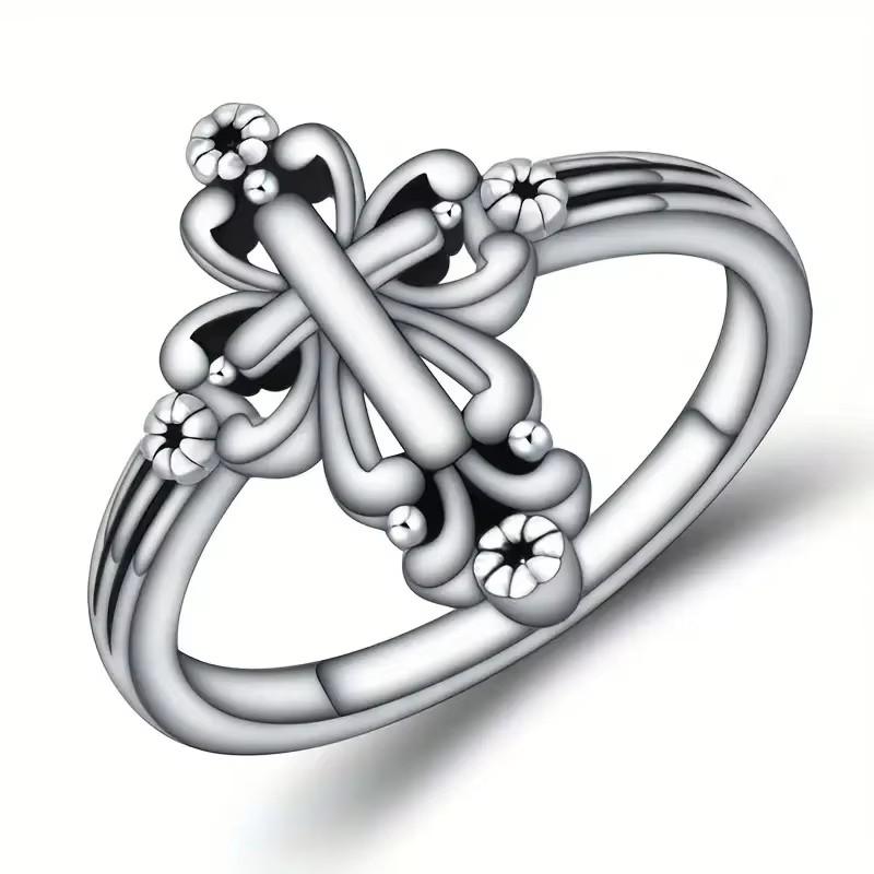 

Huitan Hollow Out Design Cross Ring Female Versatile Accessories Stylish Finger Bands Copper Color Finger Zircon for Women 6